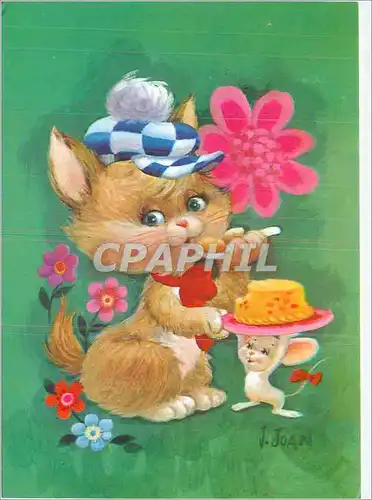 Cartes postales moderne Chat Souris Fromage