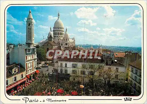 Cartes postales moderne Paris a Montmartre La place du Tertre et la Basilique du Sacre Coeur