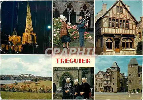 Cartes postales moderne La Bretagne Treguier La Cathedrale vue de nuit