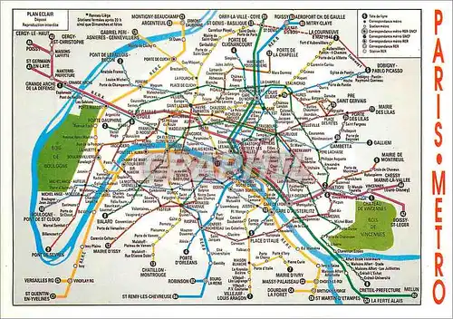 Cartes postales moderne Paris Le Plan du Metropolitan Metro