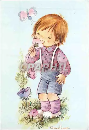 Cartes postales moderne Costanza Enfant Fleurs Papillon