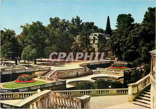Moderne Karte Nimes (Gard) Les Jardins de la Fontaine et le temple de Diane