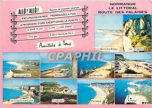 Cartes postales moderne Normandie le littoral route des falaises Criel sur Mer Dieppe Quiberville Veules les Roses St Va