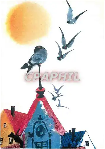 Cartes postales moderne Mirko Hanak The sun soleil to benefit UNICEF au profil de l'UNICEF