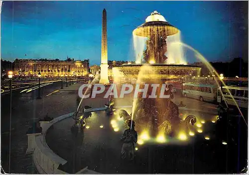 Cartes postales moderne Paris la nuit la place de la concorde