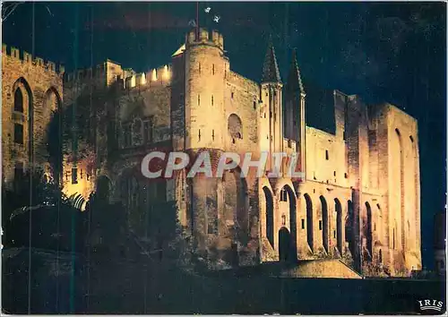 Cartes postales moderne Avignon (Vaucluse) le palais des papes (lanuit)