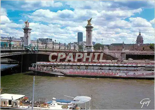 Cartes postales moderne Paris et ses merveilles le pont Alexandre III(1900) sur la seine Bateau