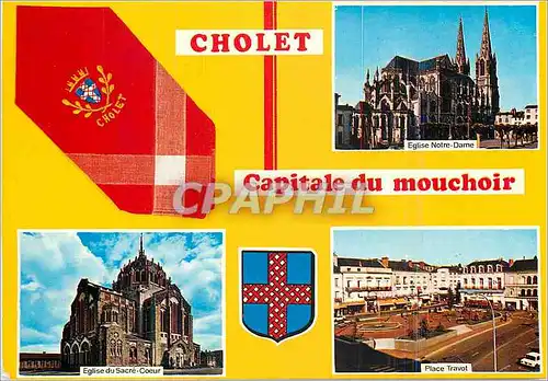 Cartes postales moderne Cholet (Maine et Loire) Eglise Notre Dame Eglise du Sacre C�ur Place Travot