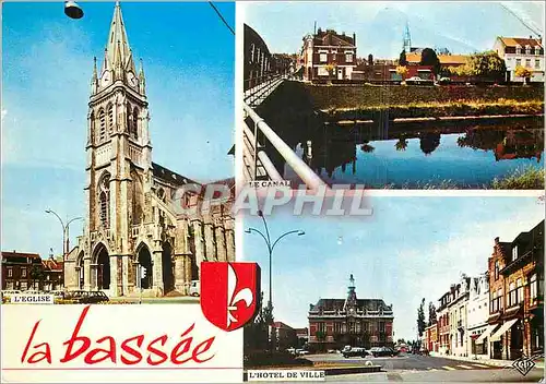 Cartes postales moderne La bassee Le canal Hotel de ville