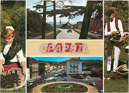 Cartes postales moderne Agen le canal au fond l'eglise place du 14 juillet