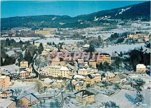 Moderne Karte Hauteville Lompnes (Ain) vue generale aerienne d'hiver route de tenay