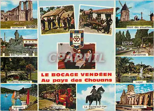 Cartes postales moderne Le Bocage Vendeen au pays des chouans Train Ane Donkey Mont des alouettes Moulin Mervent