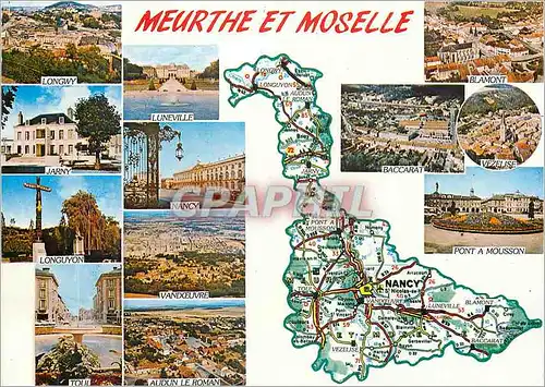 Cartes postales moderne Meurthe et M sup 528 000 ha pop 720 000 hab Longwy Blamont Jarny Nancy Longuyon Vezelise