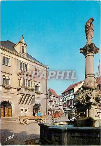 Moderne Karte Obernai (Bas-Rhin) La Mairie et la Fontaine Ste-Odile