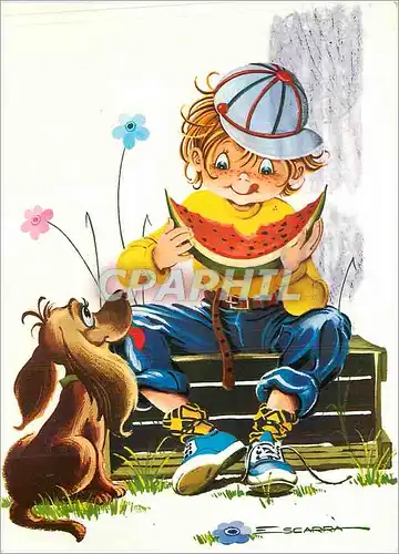 Cartes postales moderne Enfant Chien