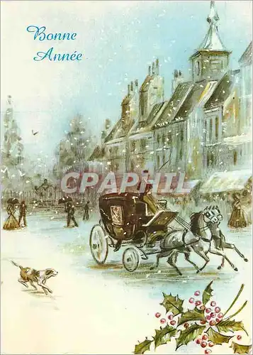 Cartes postales moderne Bonne Annee Caleche Chevaux