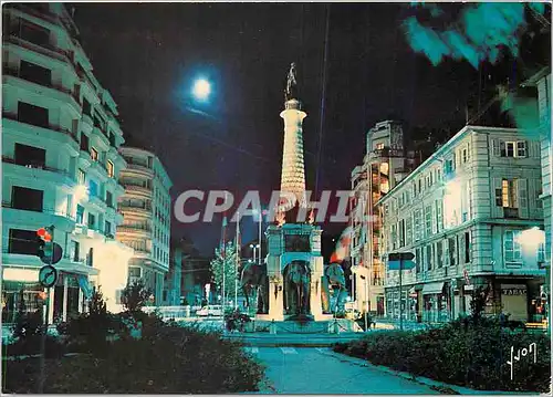 Moderne Karte Chambery (Savoie) La Fontaine des Elephants la nuit