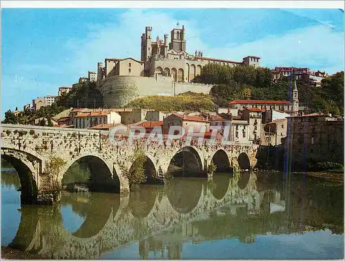 Moderne Karte Capital du Vignoble Languedocien Beziers Le vieux Pont et la Cathedrale St Nazaire