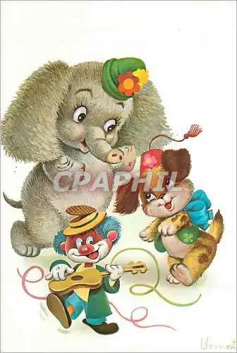 Cartes postales moderne Clown Elephant