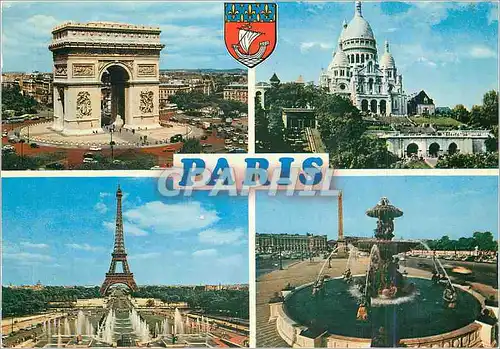 Cartes postales moderne Paris L'Arc de Triomphe Le Sacre Coeur La Tour Eiffel
