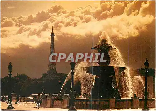 Cartes postales moderne Paris La Place de la Concorde et la Tour Eiffel