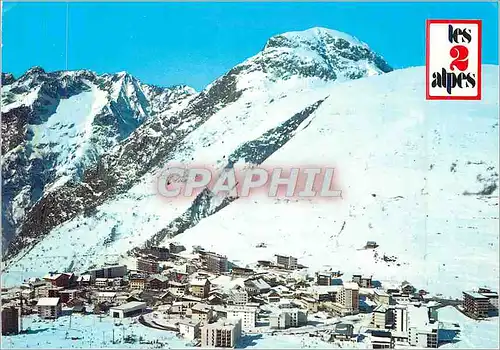 Moderne Karte Dauphine France Vue de la station Les 2 Alpes