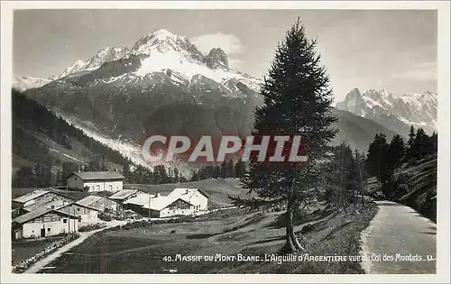 Moderne Karte Massif du Mont-Blanc L'Aiguille d'Argentiere vue du Col des Montets