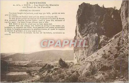 Cartes postales L'Auvergne La Dent du Marais ou Saut de la Pucelle