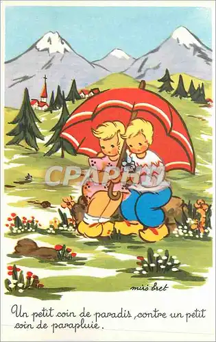 Cartes postales un petit coin de paradis contre un petit coin de parapluie Miro Bret