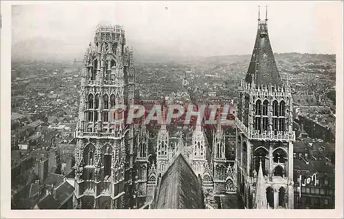Moderne Karte Rouen (Seine inf) la cathedrale tours de beure et st romain