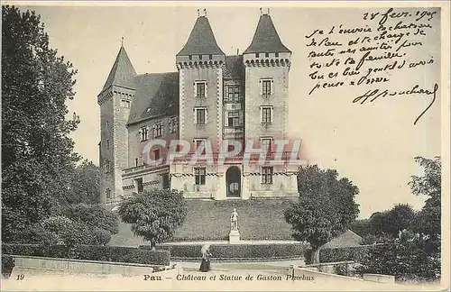 Cartes postales Pau chateau et statue de gaston phobus