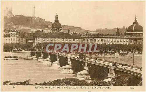 Cartes postales Lyon pont de la guillottiere et l'hotel Dieu