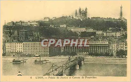 Cartes postales Lyon Palais de Justice et coteau de fourviere