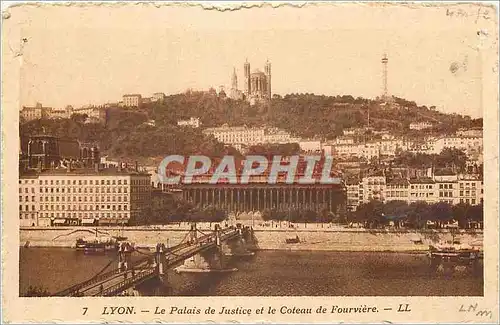 Cartes postales Lyon le palais de justice et le coteau de fourviere