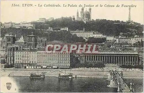 Cartes postales Lyon la cathedrale le palais de justice et le coteau de fourviere