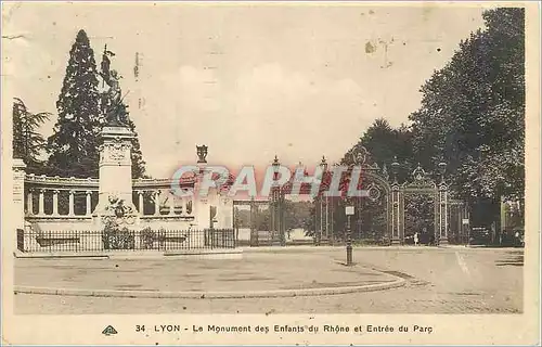 Ansichtskarte AK Lyon le monument des enfants du rhone et entree du parc