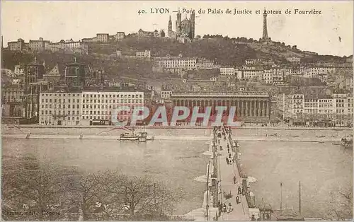 Cartes postales Lyon pont du palais de justice et coteau de fourviere