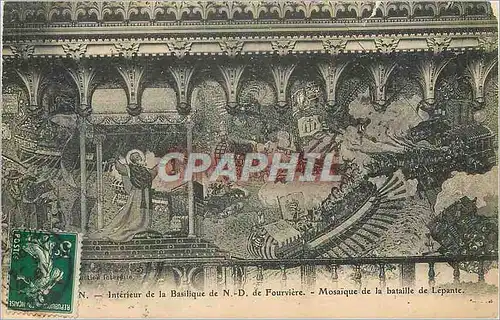 Cartes postales Lyon inteirue de la basilique de N D de fourviere mosaique de la bataille de lepante