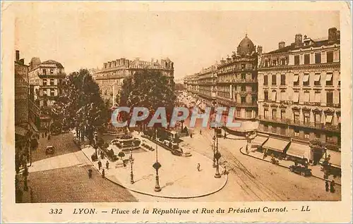 Cartes postales Lyon place de la republique et rue du president carnot