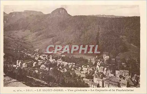 Cartes postales Le Mont Dore vue generale le capucin et le funiculaire