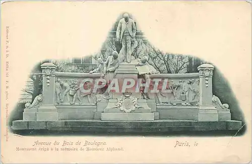 Cartes postales Avenue du Bois de Boulogne Monument erige a la memoire de Monsieur Alphant