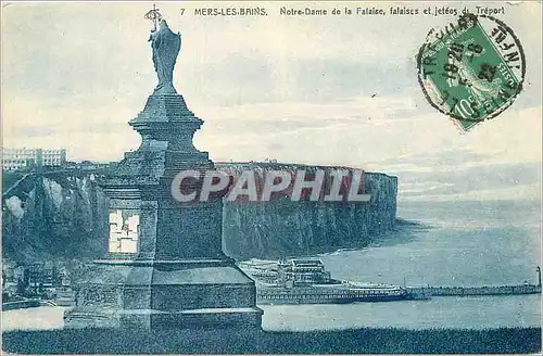 Cartes postales Mers-les-Bains Notre-Dame de la Falaise falaises et jetees de Treport