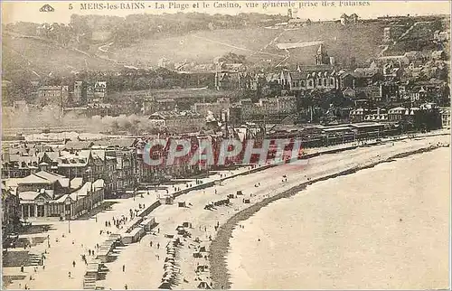 Cartes postales Mers-les-Bains La Plage et le Casino vue generale prise des falaises