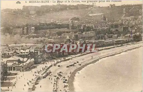 Cartes postales Mers-les-Bains La Plage et le Casino vue generale prise des Falaises