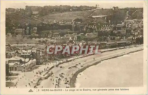Cartes postales Mers-les-Bains La plage et le Casiro vue generale prise des falaises