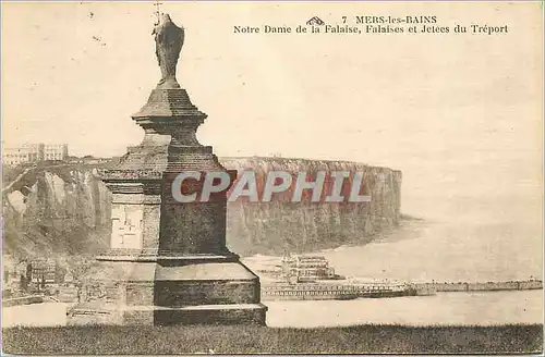 Cartes postales Mers-les-Bains Notre Dame de la Falaise Falaises et jetees du Treport