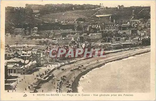 Cartes postales Mers-les-Bains La Plage et le casino Vue generale prise des Falaises
