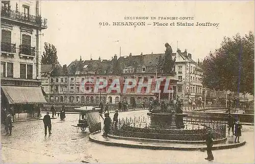 Cartes postales Besancon Place et Statue Jouffroy