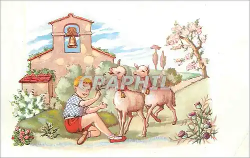 Cartes postales Enfant Moutons
