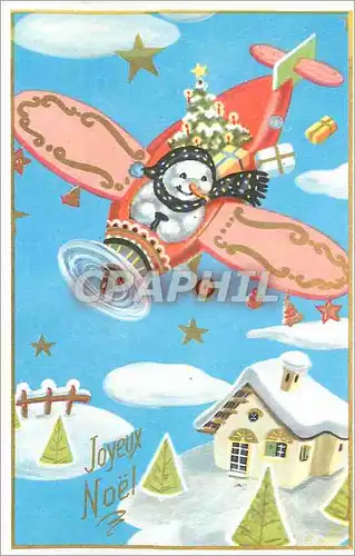 Cartes postales Avion Bonhomme de neige